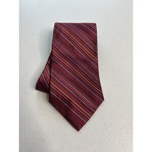 J. Ferrar Red with Blue and White Striped 100% Silk Designer Tie